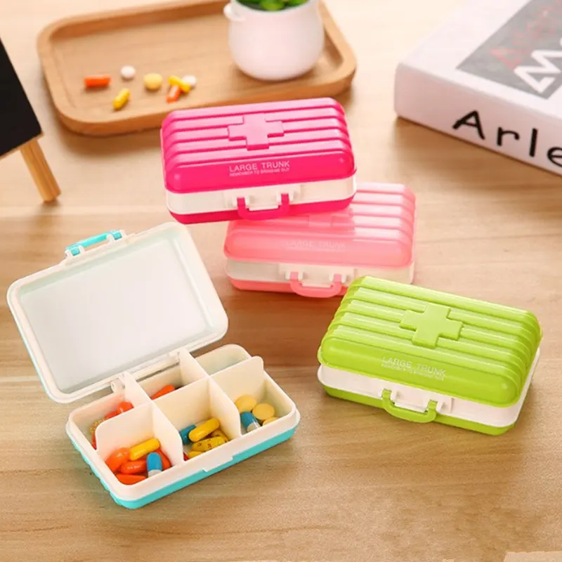 

New Foldable emergency box portable first aid kit Travel 6 lattice small Medical Kit Home Mini drugs Storage bag