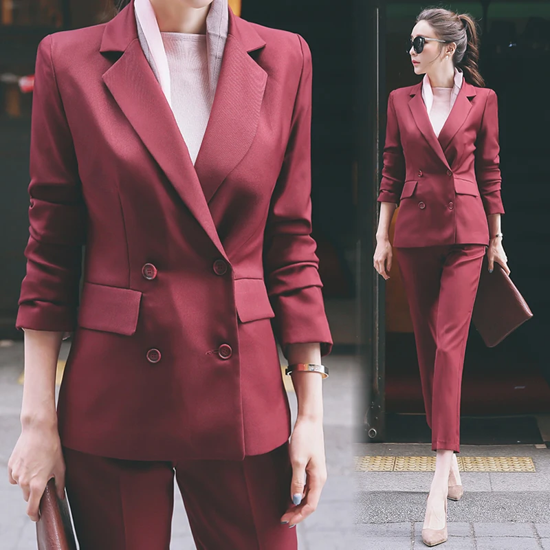 women business suits formal office work pants suits plus size jacket