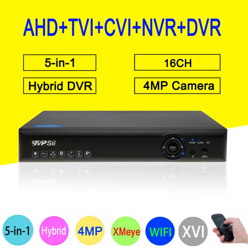 4MP Surveillance Camera Blue-Ray XMeye Hi3531A 16CH 6 in 1 Wifi Hybrid Coaxial Onvif NVR CVI TVi AHD CCTV DVR Free shipping