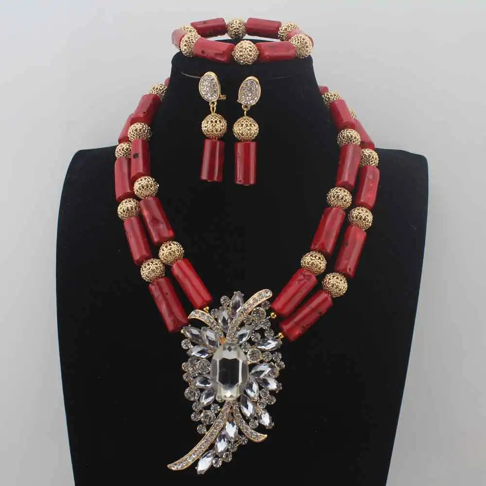 Роскошное оранжевое украшение с коралловыми бусинами наборы ручной работы Африканский Свадебный/женский ожерелье бижутерия с бусинками Набор HD8602 - Окраска металла: Q