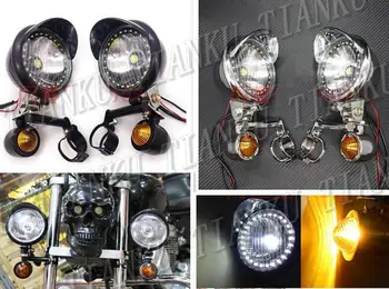 

LED Spot light +Turn Signal Brackets Fork Mount For Yamaha VStar 400 650 1100 1300 Virago Xv 250 535 750 1100 Road Star