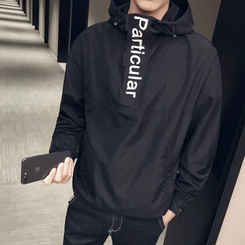 

Streetwear Bomber Jacket Hooded Print Outwear Coat Pullover Sunscreen Clothing Summer Jackets Men Fashion 2019 Chaqueta Hombre