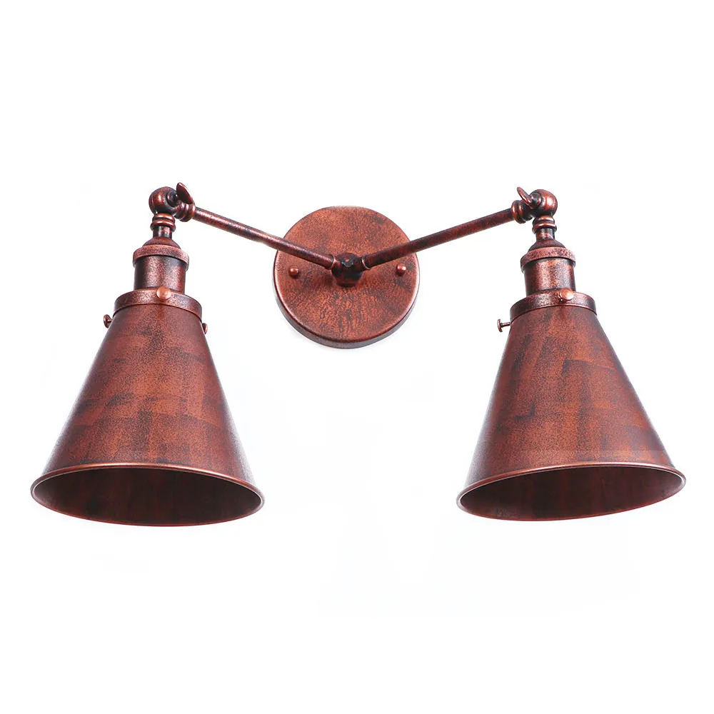 

Rusty Iron American Village Wall Lamp E27 Bulb with lampshade restaurant led wall lamp Bedroom wall light RWL0014
