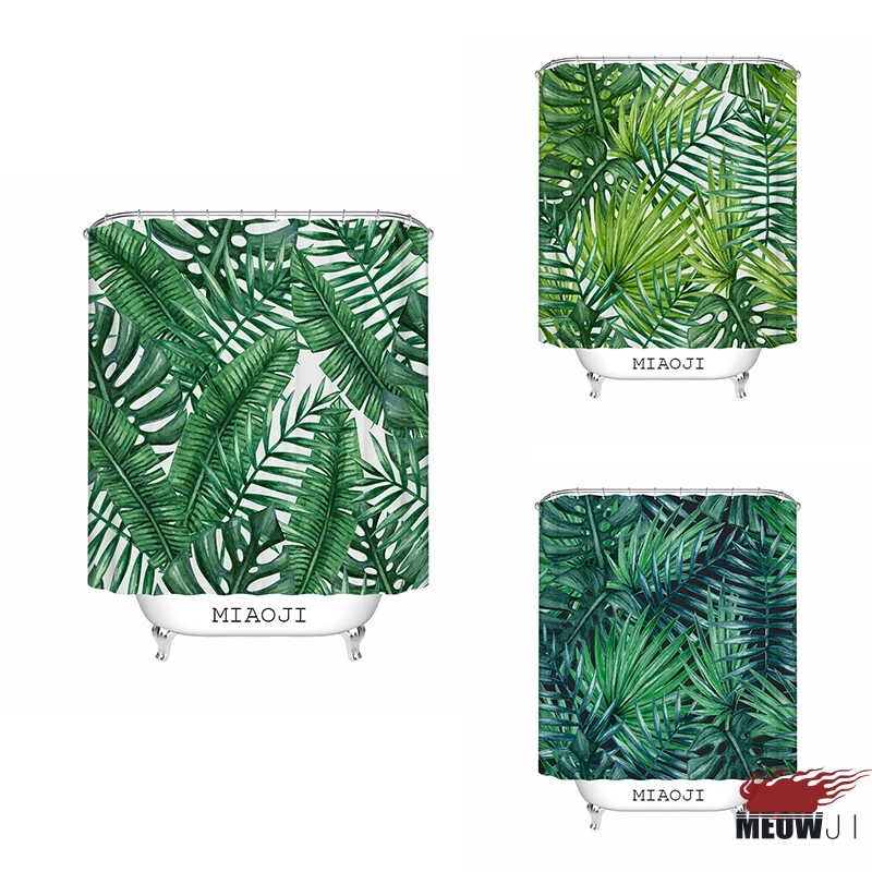 

[MIAOJI] LOST IN THE JUNGLE Botanical Garden Big Tropical Green Leaves Shower Curtain Waterproof Multi Sizes Decor Free Shipping