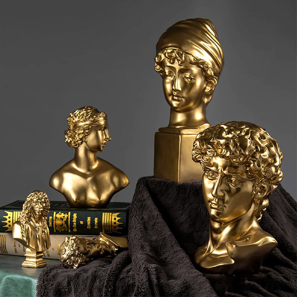 

Golden Vintage Art David Moliere Portrait Venus Statue British Girl Home Decoration Gold Resin Craft Art Sketch Best Gift