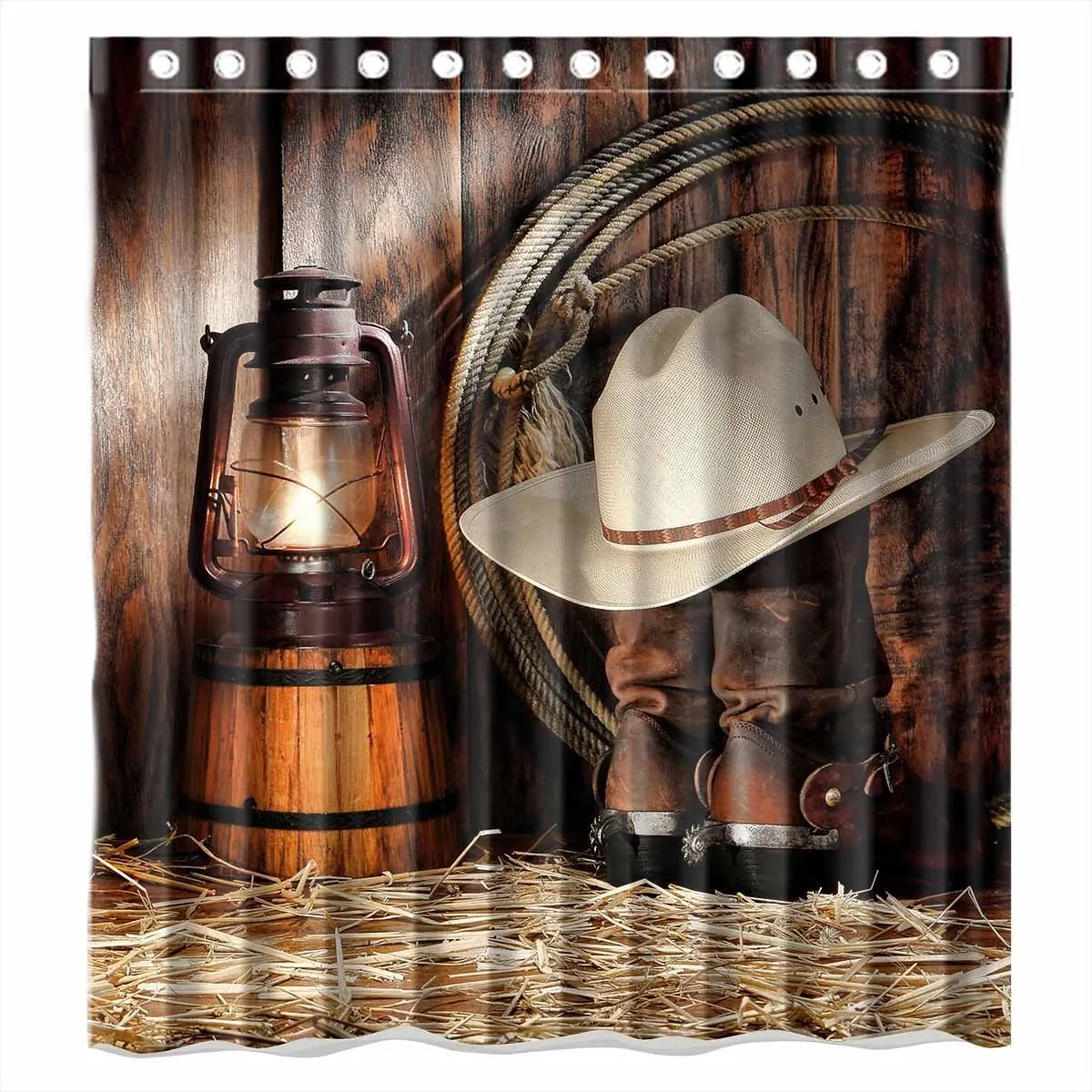 WARM TOUR West Rodeo Cowboy Shower Curtain Waterproof Thick Bath