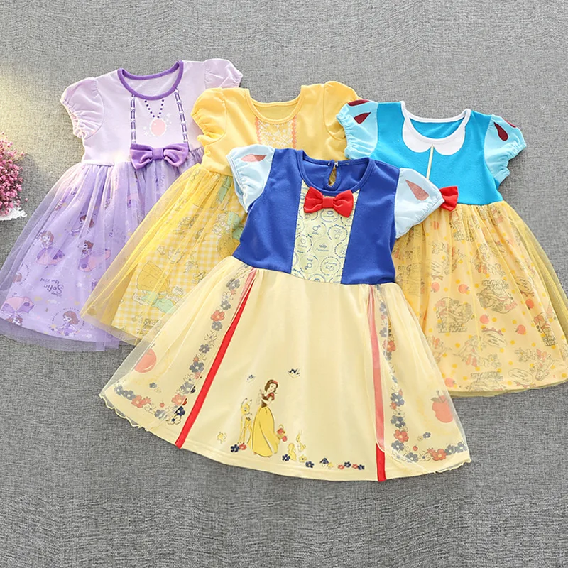 

Baby Girls Dresses Snow White Costume Belle Princess Clothing Halloween Party Dress Cute Sofia Dress Kids Cartoon Cotton Clothes