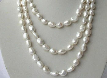 

AA 002343 stunning long 64" big baroque white freshwater cultured pearl necklace