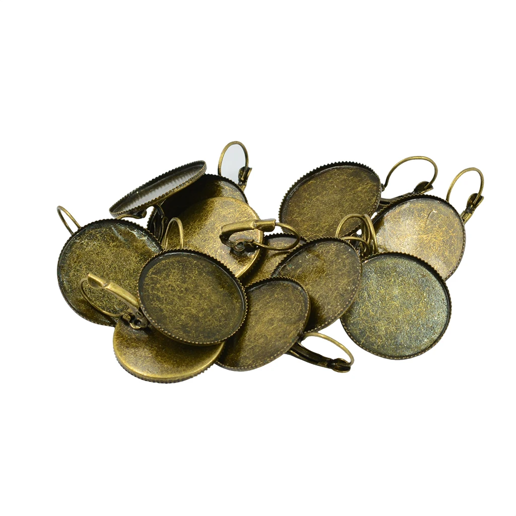 12 Pieces Earrings Round Cabochon Empty Base Bezel Earring Tray Cameo 25mm DIY Resin Base Findings