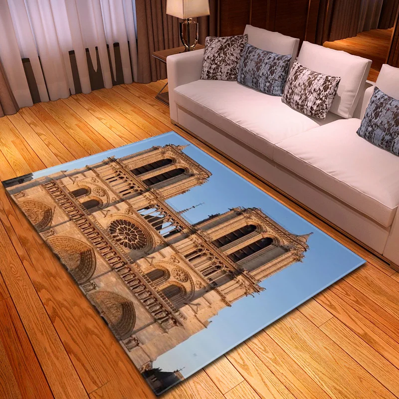 Винтажное здание Парижа, ковер с принтом для гостиной, спальни, домашний декор, противоскользящее ковровое покрытие для ванной комнаты, коврик для дома