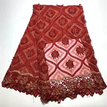 

African Lace Fabric 2019 New Design Milk Silk Laces Fabric Bridal High Quality French Tulle Lace Fabric For Wedding Party red