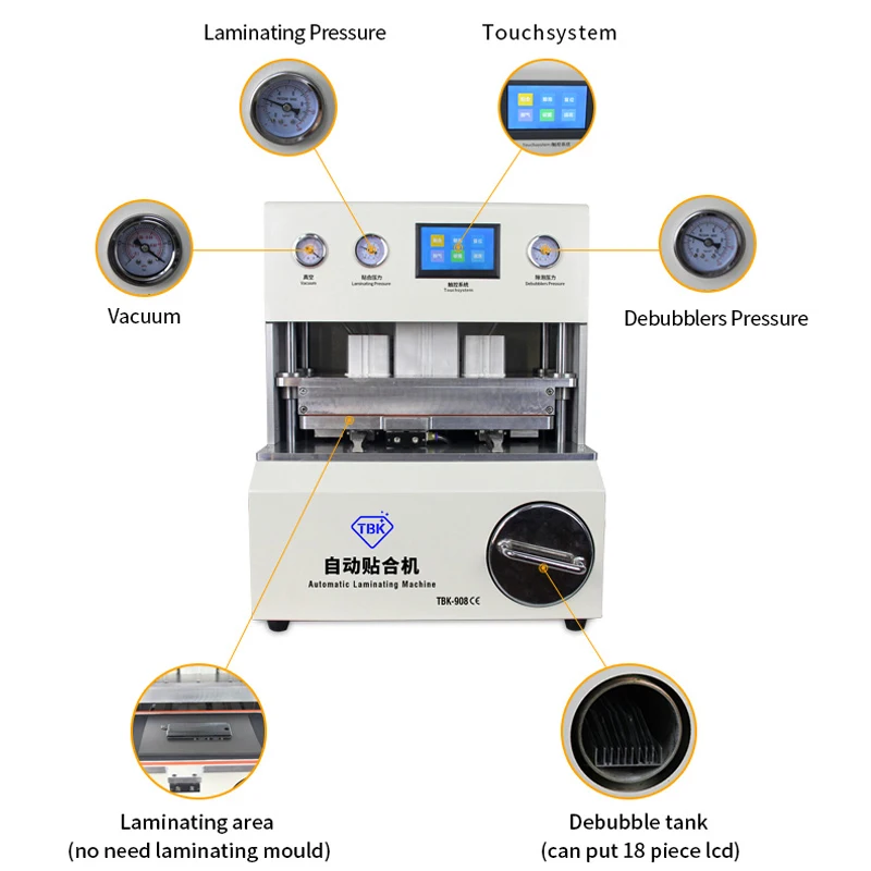 

TBK 908 Automatic Bubble Removal Curved Screen OCA LCD Vacuum Laminating Machine