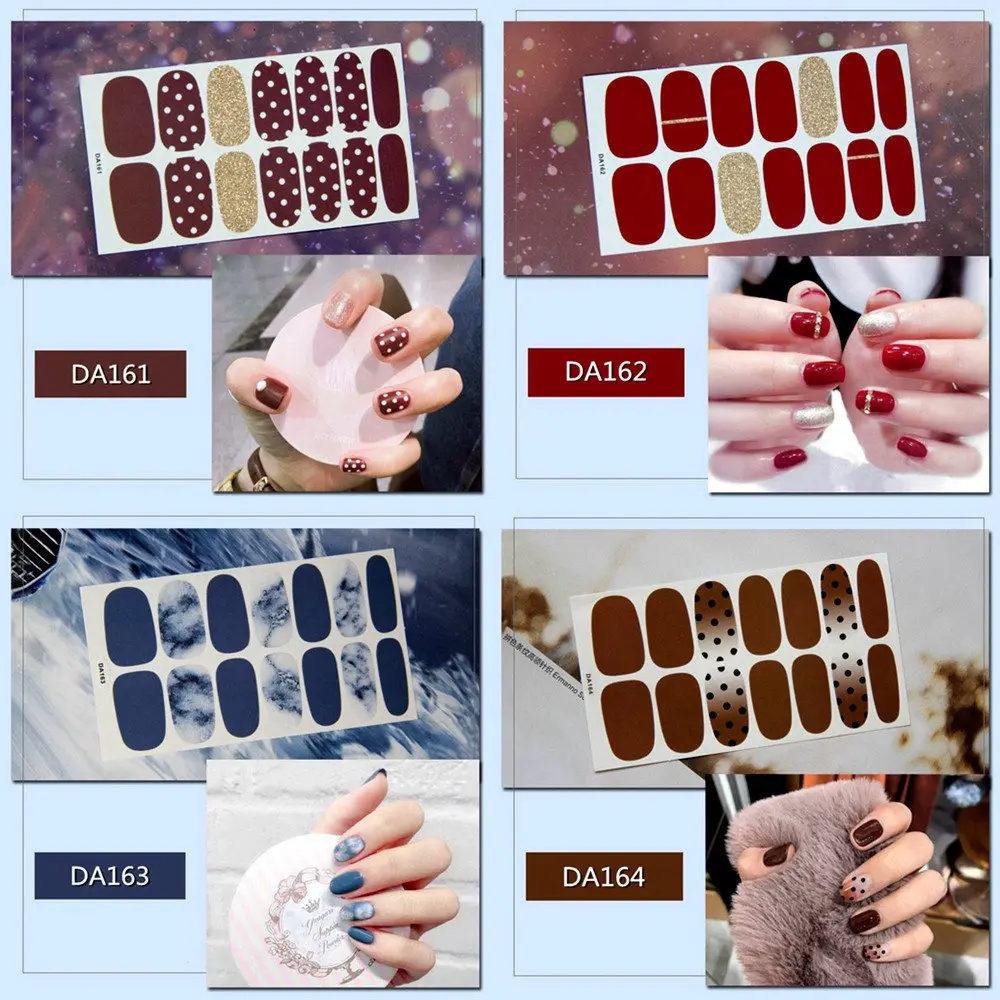 

22 Tips/sheet Nail Stickers Art Decorations Manicure DIY Nail Polish Strips Wraps Sally Women Valentines day Gift Love Kiss