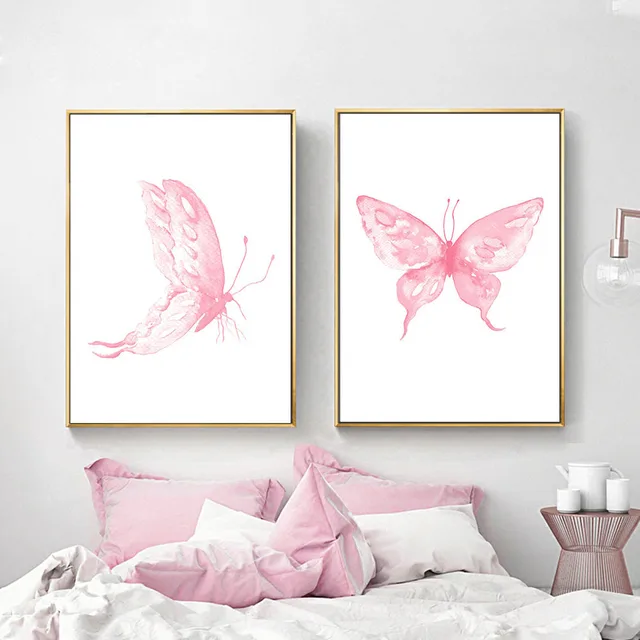 Pink Erfly Wall Art Posters Nursery Prints Nordic Style Painting Pink Erfly Wall Art Posters Nursery Prints Nordic Style Painting Pictures For Children Bedroom Decoration