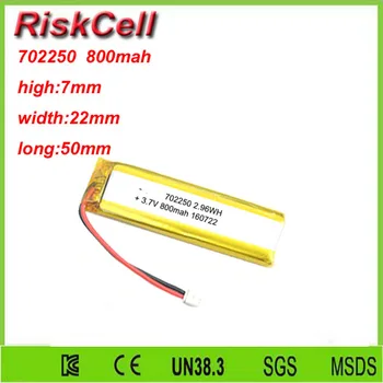 

Free shipping 3.7V 800mah 702250 Lithium Polymer Li-Po Rechargeable Battery For Mp3 MP4 MP5 GPS PSP mobile Pocket PC e-books