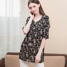 Шелковая футболка, женская с принтом и круглым вырезом, с короткими рукавами, длинный и большой размер натуральный шелк