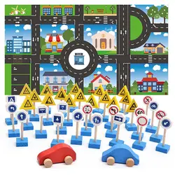 MrY новые деревянные уличные дорожные знаки парковка сцена Знак Дети Детские развивающие игрушки набор для детей подарок на день рождения