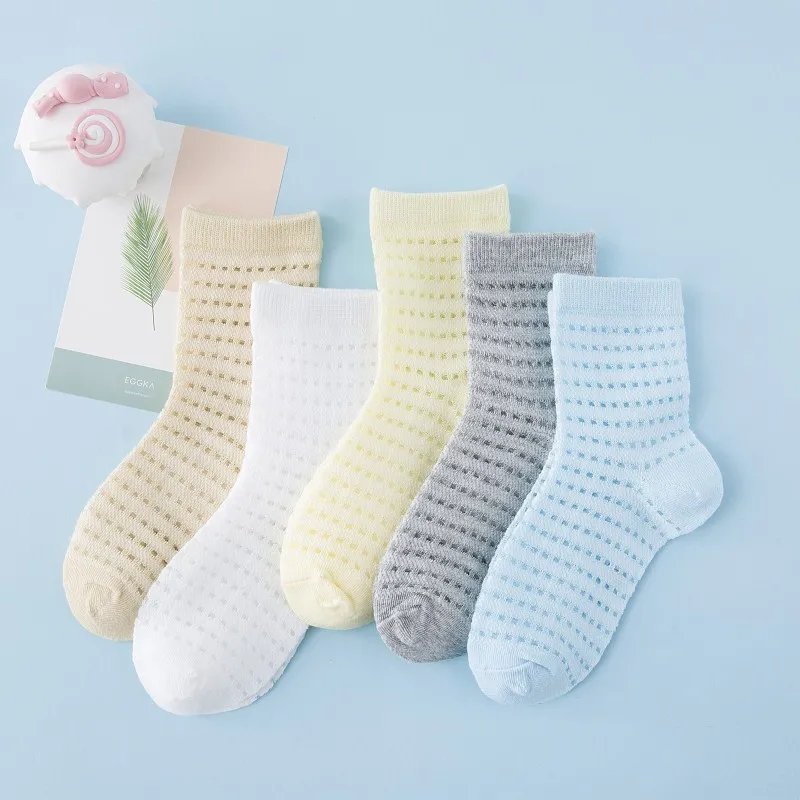 

5 Pair/lot 2018 New Summer Mesh Cotton Baby Children Socks Candy Hole Mesh Socks Thin Breathable Sweat Socks For 1-10 Year