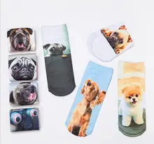 Multiple Colors 3D Socks Women Socks Dogs Printed Casual Socks Harajuku Style UnisexAnklet Hosiery