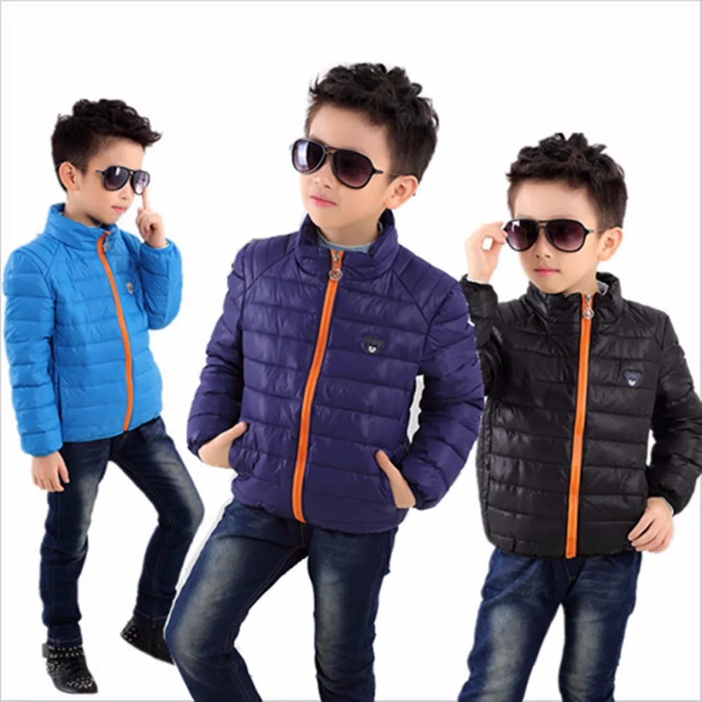 Hot Retail Down thicken kids jacket cool boys clothes Plus velvet baby
