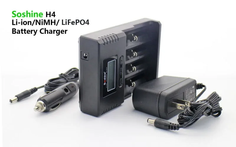 Умное зарядное устройство Soshine H4 с ЖК дисплеем кабелем для li ion AA AAA 18650 14500 16340 26650|lcd