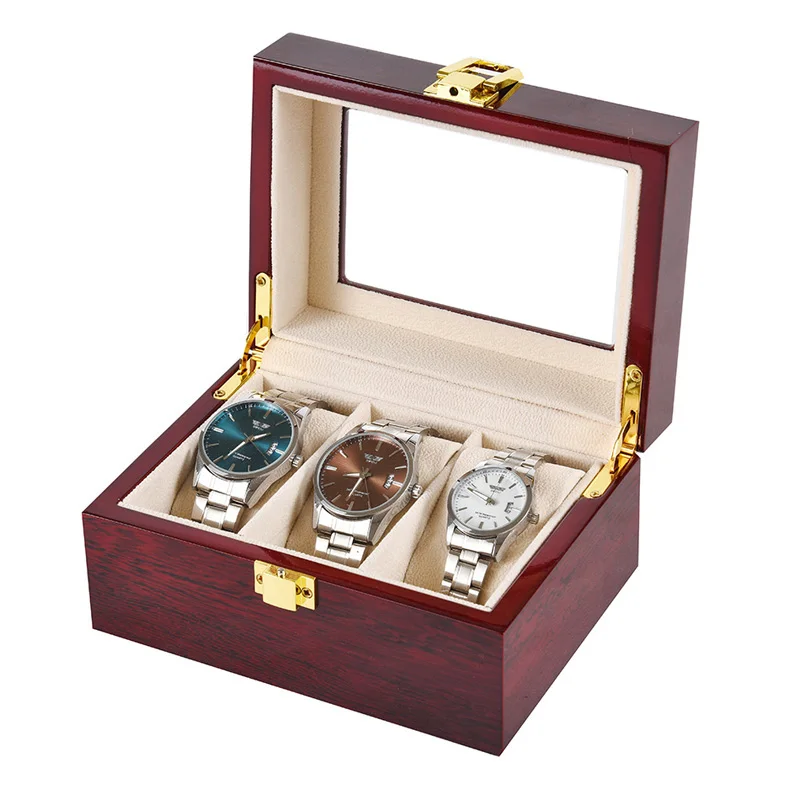 3-деревянный с прорезями часы коробка прямоугольный ящик для хранения для дорогие часы Дисплей серии 3g