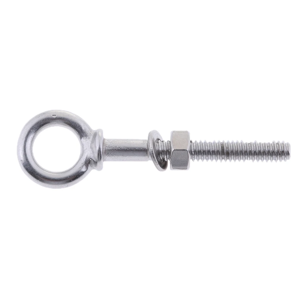 304 Stainless Steel Long Lifting Eye Bolt with Nut and Washer Marine Hardware M4 x 40mm Dropshipping