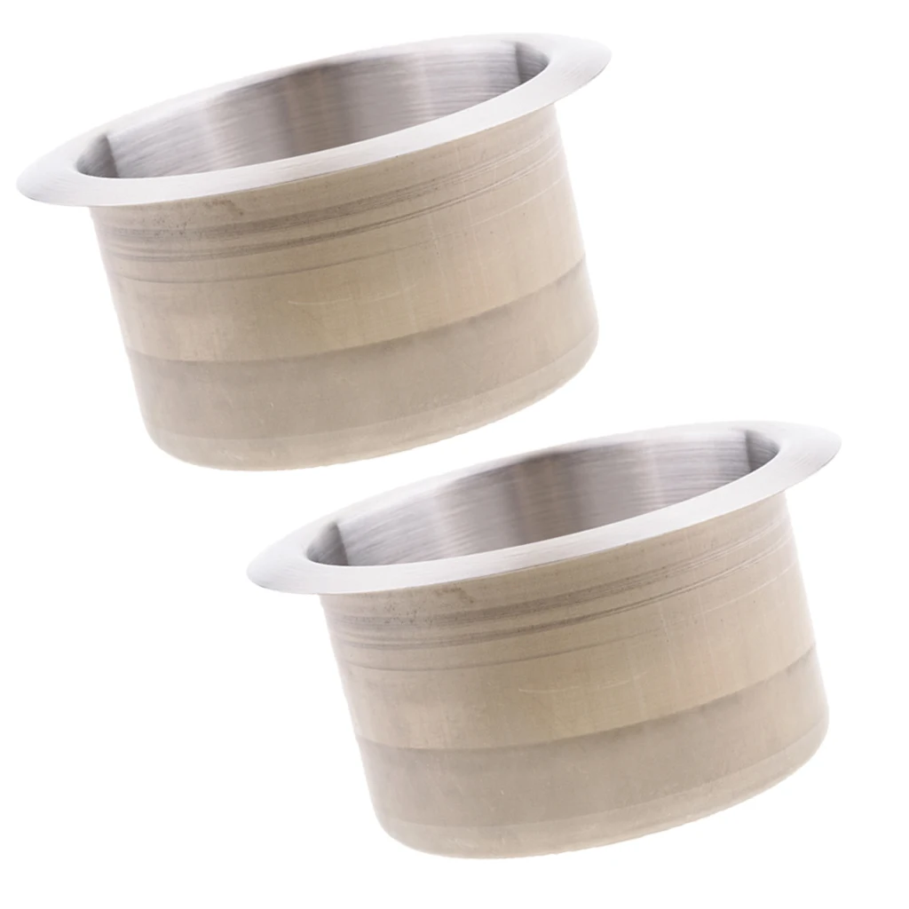 2pcs Stainless Steel Recessed Cup Drink Holder For Marine Boat RV Camper 85x55mm
