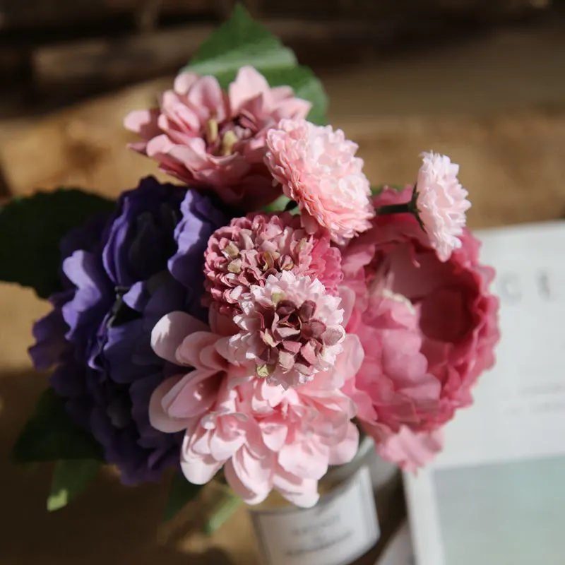 

Free shipping 10 Bouquets Peonies Artificial Flowers Silk Peonies Bouquet Wedding Home Decoration Fake Peony Rose Flower