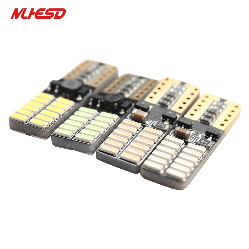 

10X Car LED T10 194 W5W Canbus 24 SMD 4014 No Error T10 Led Light Bulb Parking Auto Lamps Reading Lights 12V white yellow blue
