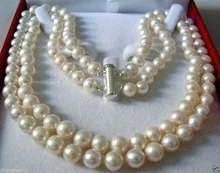 

very good Natural DOUBLE STRAND 8-9 MM AKOYA SALTWATER PEARL NECKLACE AAA Unusual Fine women jewelry shippi