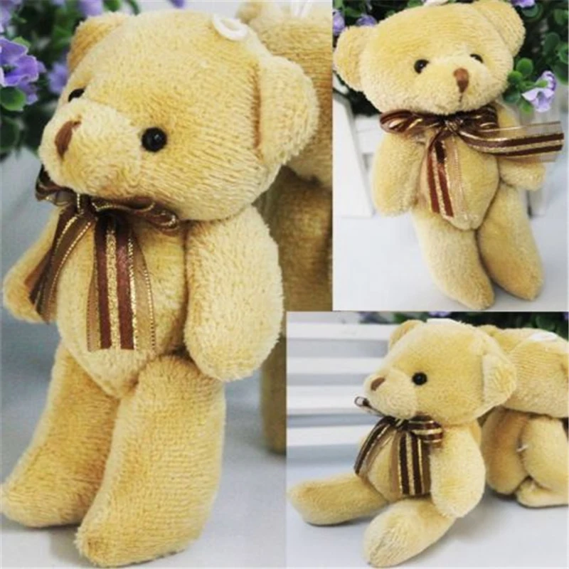 

2019 Cute Soft Plush Stuffed Mini Brown Ribbon Teddy Bear Toys Doll for Kids Gifts Hot Ribbon Plush Bear Figurine Bouquet Doll