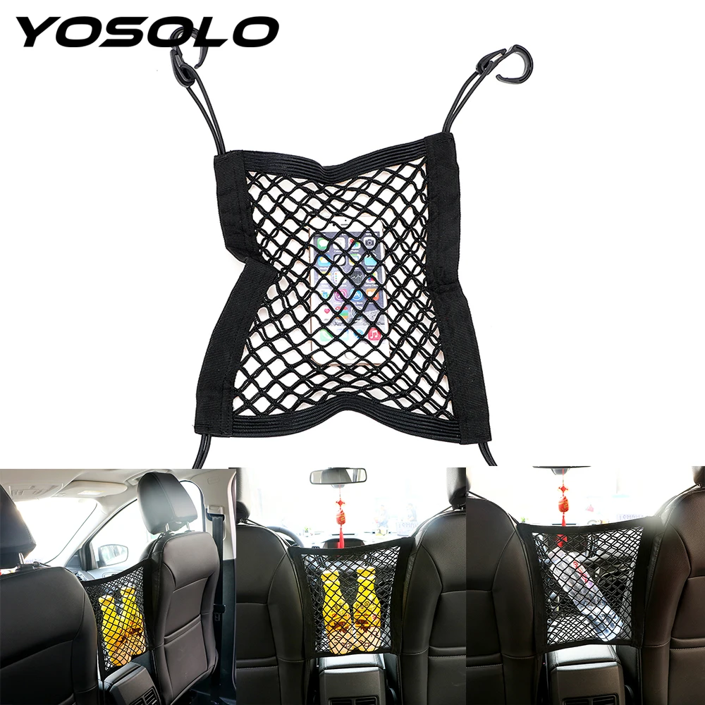 YOSOLO Seat Bag Hanging Bag Elastic Mesh Net Car Truck Storage Organizer Chair Holder Luggage Hooks Car Accessories Car-styling