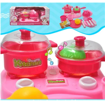 

Kids Pretend Play Toys Classic Kitchen Toy Sound and Lignt New Double Gas Stove Interactive Model Kids Gift H12