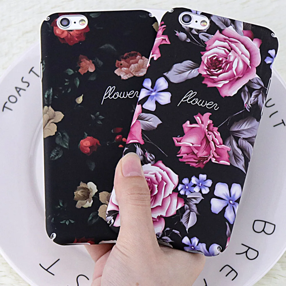 Retro Rosas Flower Floral Phone Cases For iphone 7 8 6 6S Plus Plants Leaf Hard Protect Back Cover Coque Fundas |