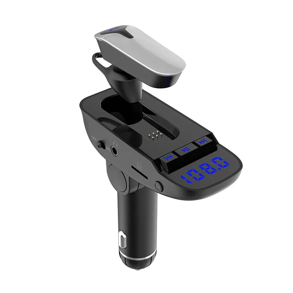 Universal Wireless Bluetooth Headset FM Transmitter MP3 Radio Adapter TF SD Card Earphone USB Charger Car Smartphones