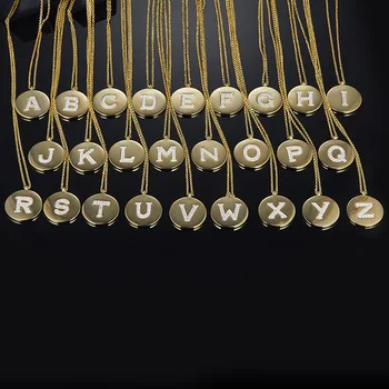 

[MeiBaPJ]A~Z 26 Letters Pendant Necklace Real S925 Sterling Silver Yellow Color Fine Jewelry for Women