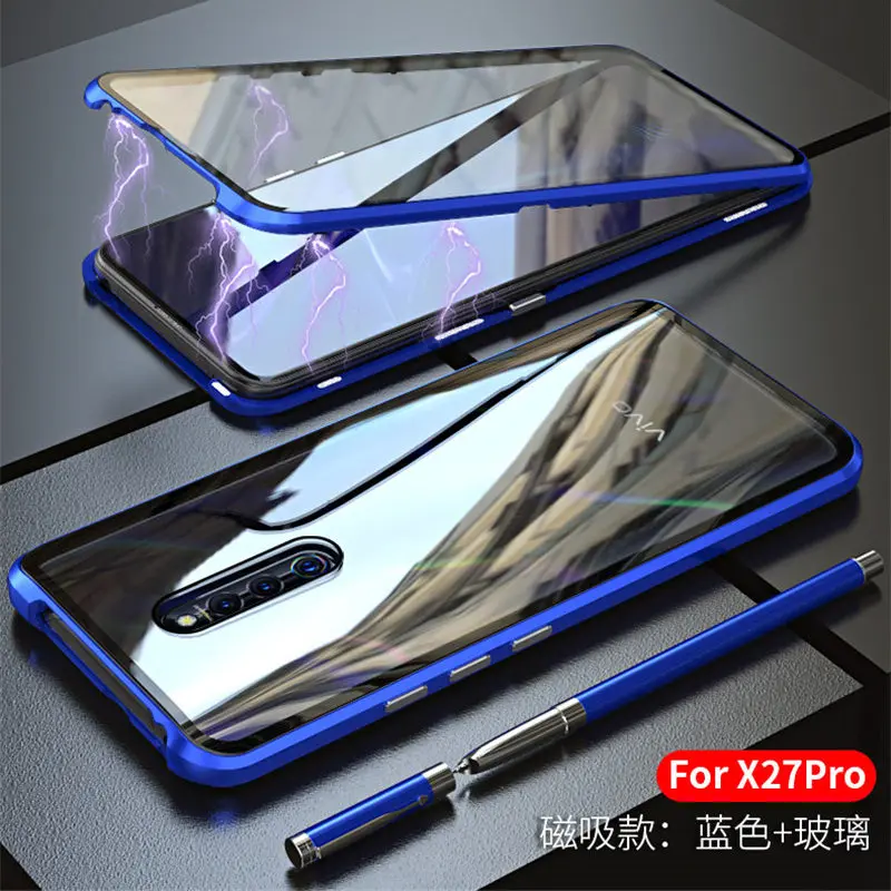Роскошная Магнитная Крышка для Vivo X27 Pro iQOO X23 металлический бампер передняя +
