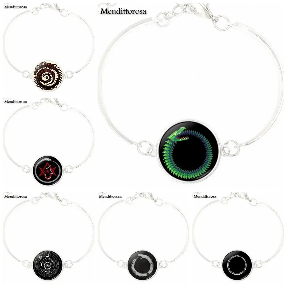 

Glass Cabochon Anime Jewelry With Silver Plated Bracelet Bangle For Kids Beads Ouroboros