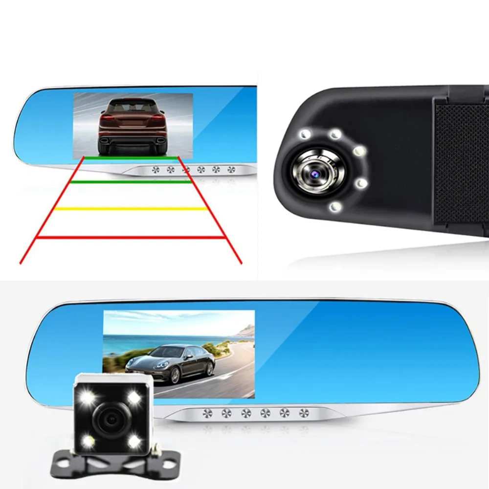 

Night Vision Car Dvr detector Camera Blue Review Mirror DVR Digital Video Recorder Auto Camcorder Dash Cam FHD 1080P 9449 7801