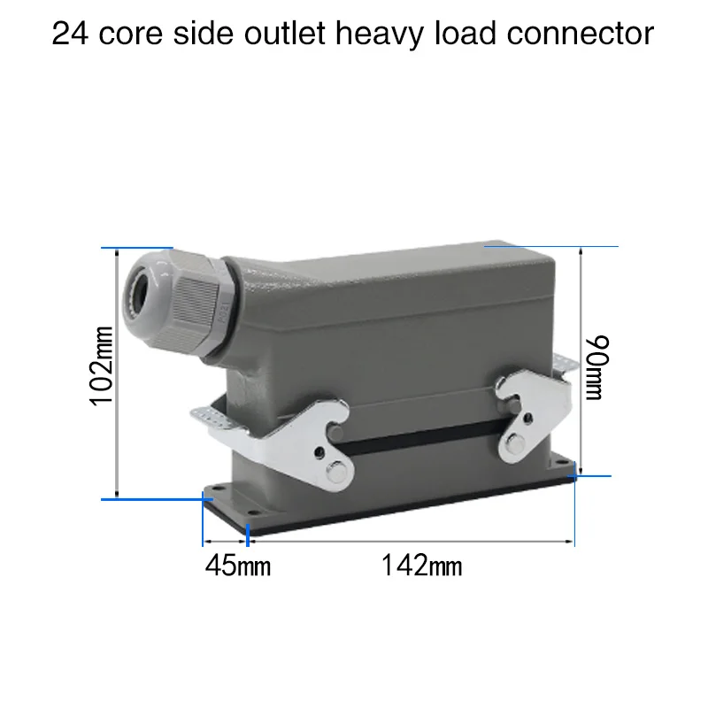 Промышленный прямоугольный разъема для тяжелых условий hdc-he-4/6/10/16/20/24/32/48 ядро 16A водонепроницаемый авиационная вставка сверху и сбоку - Цвет: 24 core lateral line