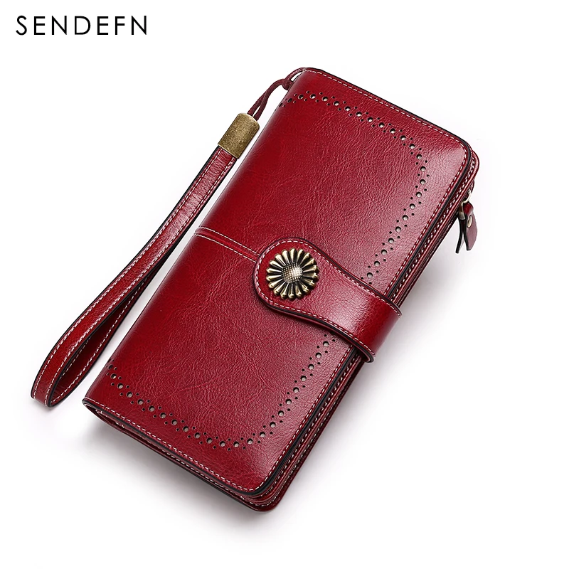 Large Capacity Women Clutch New Wallet Split Leather Wallet Female Long Wallet Women Zipper ...