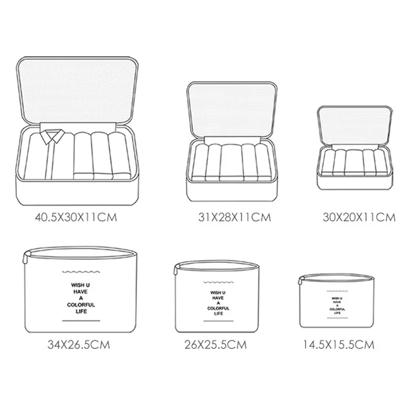 6 шт./компл. Путешествия сумка для хранения одежды опрятный чехол Чемодан Органайзер Портативный контейнер Водонепроницаемый чемодан Костюмы сортировки мешок