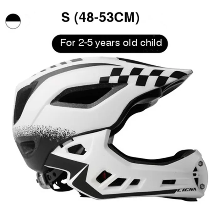 Велосипедный шлем с полным покрытием, детский спортивный защитный шлем, детские шлемы для балансировки велосипеда, мотокросса, спуска, BMX 2 в 1, шлем с полным лицом - Цвет: white  S