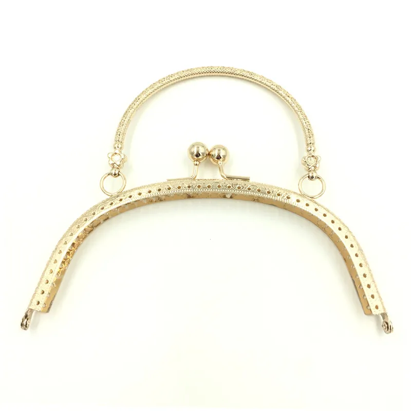 

10Pcs Rose Gold Clutch Metal Arch Frame Kiss Clasps Lock Handbag Handle Crafts Making 17x14.5cm