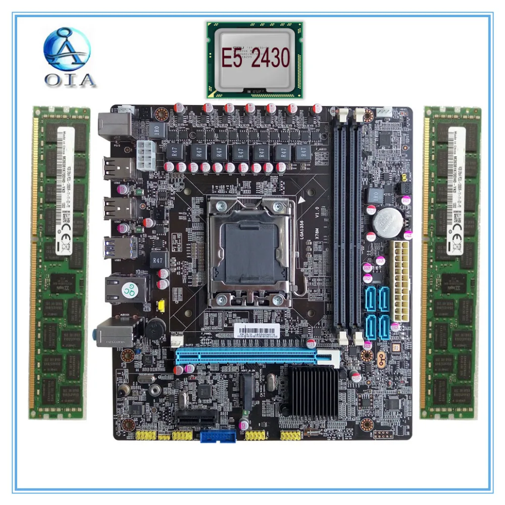 

New Desktop Motherboard X78 LGA 1356 with E5 2430 + 8G(4G*2)RAM set M.2 ddr3 ecc ram port 32G USB3.0 M ATX mainboard