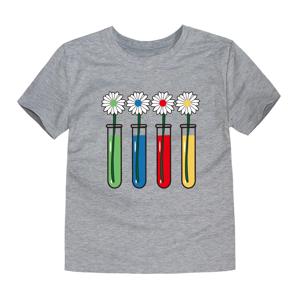 Летняя детская футболка с цветком, футболка для девочек из хлопка, топ для девочек с ромашками, топы с цветочным принтом для детей 1-14 лет