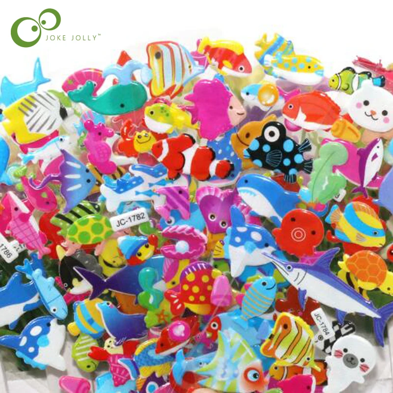 

10pcs Marine life Stickers Kids Bubble Puffy Stickers Cartoon Ocean Fish Scrapbook Photo Album Decoration Toys For Children GYH
