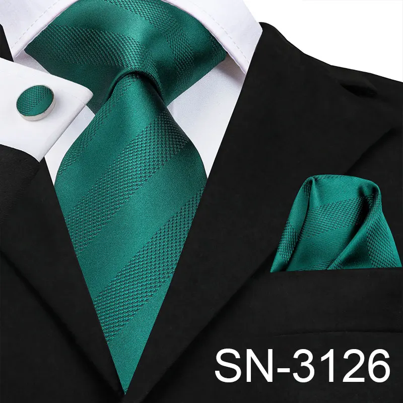 Hi-Tie, новинка, зеленые шелковые мужские галстуки для мужчин, 8,5 см, Классические мужские галстуки для свадебной вечеринки, набор, животные, полосатый галстук на шею и носовые платки - Цвет: SN-3126
