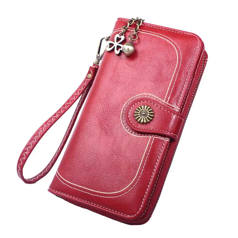 

Women Solid Color Faux Leather Wristlet Wallet Clutch Long Purse Phone Holders